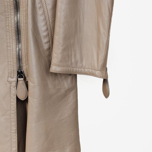 Burberry Taupe Grey Brown Leather Moto Trench Coat - Picture 6 of 13